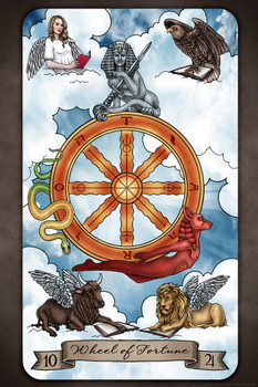 Laminated Wheel of Fortune Tarot Card by Brigid Ashwood Luminous Tarot Deck Major Arcana Witchy Decor New Age Diversity Poster Dry Erase Sign 24x36