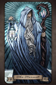 Laminated The Hermit Tarot Card by Brigid Ashwood Luminous Tarot Deck Major Arcana Witchy Decor New Age Poster Dry Erase Sign 24x36