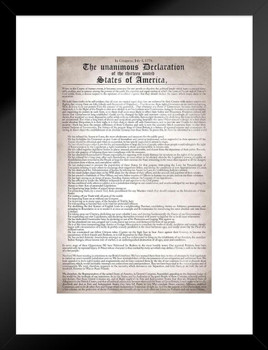 Declaration of Independence Remastered Readable Version United States America USA American Revolution History Classroom Teacher Educational Government 1776 Matted Framed Art Wall Decor 20x26