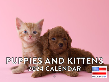 Puppy and Kitten Calendar 2024 Monthly Wall Calender