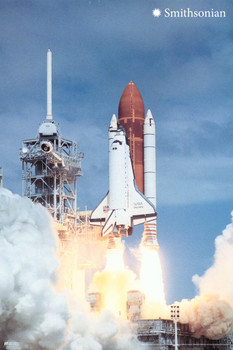 Smithsonian Poster Shuttle Launch Photo Photography Picture Office School Room Home Bedroom Kitchen Bathroom Decor Decorations Modern Aesthetic Stretched Canvas Art Wall Decor 16x24