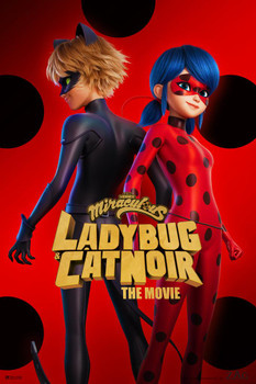 Laminated Miraculous Ladybug And Chat Noir Movie Poster Dry Erase Sign 24x36