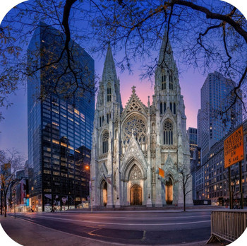 New York City St Patricks Cathedral Premium Drink Coaster Resin With Cork Backing
