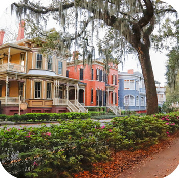 Savannah Georgia Victorian Homes Along Forsyth Park Historic Neighborhood Premium Drink Coaster Resin With Cork Backing Savannah Georgia Victorian Homes Along Forsyth Park Historic Neighborhood Premium Drink Coaster Resin With Cork Backing