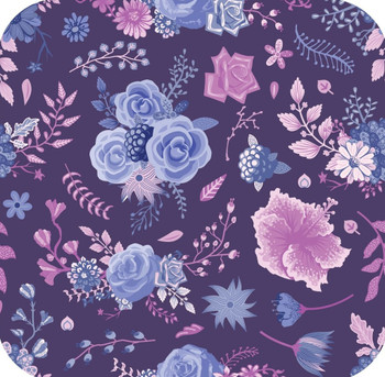 Purple And Pink Rose Print V6 Premium Drink Coaster Resin With Cork Backing