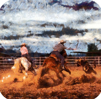 Ranch Life Cowboys And Horses Rodeo V6 Premium Drink Coaster Resin With Cork Backing Ranch Life Cowboys And Horses Rodeo V6 Premium Drink Coaster Resin With Cork Backing