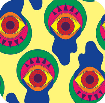 Trippy Drippy Hippie All Seeing Eye Yellow Premium Drink Coaster Resin With Cork Backing Trippy Drippy Hippie All Seeing Eye Yellow Premium Drink Coaster Resin With Cork Backing