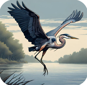 Blue Heron Chesapeake Bay Natural Habitat V4 Drink Coaster
