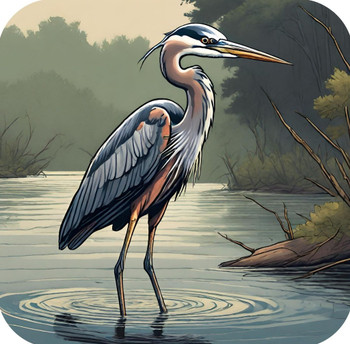 Blue Heron Chesapeake Bay Natural Habitat V3 Drink Coaster Blue Heron Chesapeake Bay Natural Habitat V3 Drink Coaster
