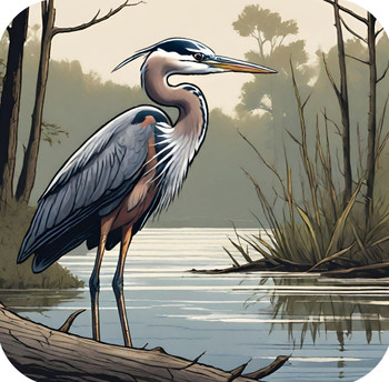 Blue Heron Chesapeake Bay Natural Habitat V1 Drink Coaster Blue Heron Chesapeake Bay Natural Habitat V1 Drink Coaster