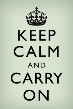 Laminated Keep Calm Carry On Motivational Inspirational WWII British Morale Light Green Black Poster Dry Erase Sign 16x24