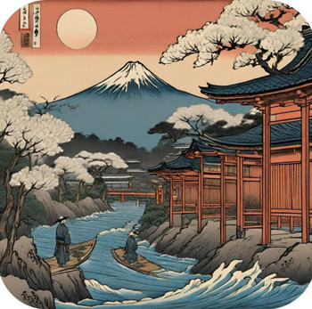 Woodblock Style Print V2 Drink Coaster Woodblock Style Print V2 Drink Coaster