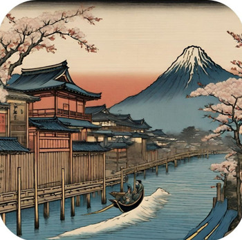 Woodblock Style Print V4 Drink Coaster Woodblock Style Print V4 Drink Coaster