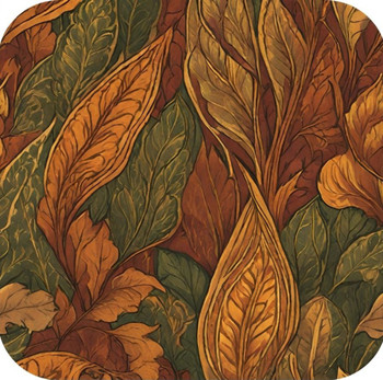 British Arts And Craft Pattern Earthy Reds Orange Deep Greens Golden Yellow V2 Drink Coaster British Arts And Craft Pattern Earthy Reds Orange Deep Greens Golden Yellow V2 Drink Coaster
