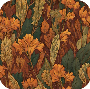 British Arts And Craft Pattern Earthy Reds Orange Deep Greens Golden Yellow V5 Drink Coaster British Arts And Craft Pattern Earthy Reds Orange Deep Greens Golden Yellow V5 Drink Coaster