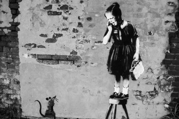 Banksy Girl and Rat Street Art Banksy Canvas Print Bansky Modern Art Grafitti Canvas Wall Art Street Art Prints Graffiti Art For Wall Art Canvas Retro Pop Art Cool Wall Art Print Poster 36x24