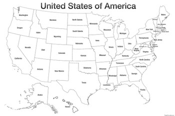 Map of the United States Coloring Poster For Kids Family Activity Educational Homeschool Social Studies Geography Color Your Own Cool Wall Art Print Poster 16x24
