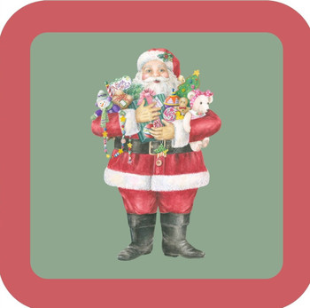 Carols Rose Garden Holiday Whimsy Santa Claus Holding Lots Of Toys In His Arms H-CMS370 Drink Coaster