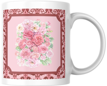 Carols Rose Garden Watercolor Rosy Pink Rose Flower Bouquet Ceramic Coffee Mug Tea Cup Fun Novelty Gift 12 oz