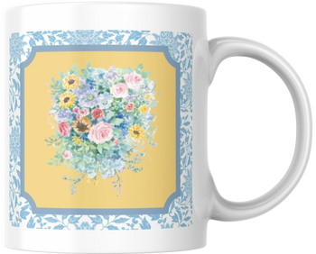 Carols Rose Garden Watercolor Floral Pop Flower Bouquet Ceramic Coffee Mug Tea Cup Fun Novelty Gift 12 oz