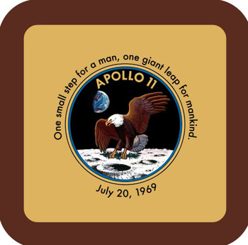 NASA Apollo 11 One Small Step Quote Retro Premium Drink Coaster Resin With Cork Backing