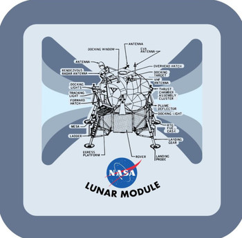 NASA Lunar Module Diagram Apollo 11 Moon Retro Premium Drink Coaster Resin With Cork Backing