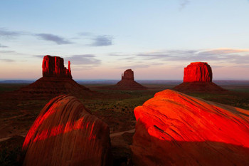 Red Sunset Over Monument Valley Arizona Photo Photograph Cool Wall Decor Art Print Poster 24x36