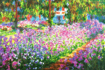 Claude Monet Flower Poster Irises in Monets Garden Impressionist Nature Landscape Wall Art Print French Decor Cool Wall Art Print Poster 24x36