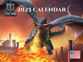 Tom Wood Dragon Fantasy Art Calendar 2025 Monthly Wall Calender 12 Month