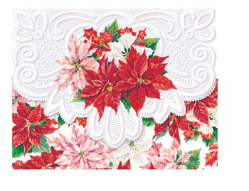 SET OF 3 - Christmas Holiday Poinsettias Portfolio Boxed Note Cards by Carol Wilson. 10 embossed 4x5 Die-Cut Notecards and Matching Envelopes in Decorative Gift Box with Magnetic Flap. NCPX2217