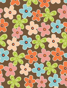 SET OF 3 - Playful Fun Floral Brown Peach Orange Green All Occasion Box of 10 Blank Note Cards 4x5