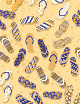 SET OF 3 - Summer Flip Flops Sand Background Navy Camel Box of 10 Blank Note Cards 4x5