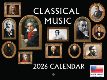 Famous Classical Music Composers Calendar 2026 Monthly Wall Calender | American Made In The USA