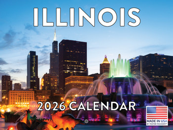 Illinois Calendar 2026 Wall 12 Month Monthly IL Scenic Souvenirs Illinoisan Themed Gifts | American Made In The USA