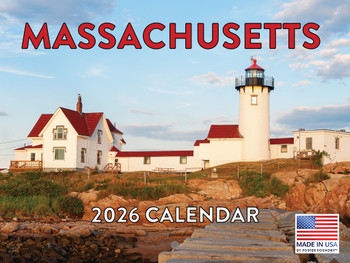 Massachusetts Calendar 2026 Wall 12 Month Monthly MA Scenic Souvenirs Themed Gifts | American Made In The USA