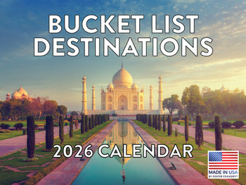 Bucket List Calendar 2026 Travel Destinations Monthly Wall Calender 12 Month | American Made In The USA