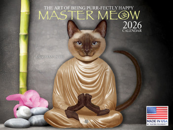 Master Meow Zen Cat Calendar 2026 Monthly Wall Calender 12 Month | American Made In The USA