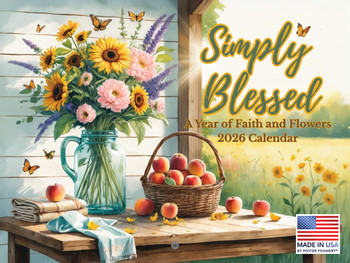 Simply Blessed Inspirational Calendar 2026 Faith Flowers Monthly Wall Calender 12 Month | American Made In The USA