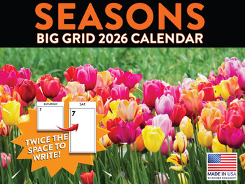 Seasons Big Grid Calendar 2026 Monthly Wall Calender 12 Month Four Seasonal Gifts| American Made In The USA