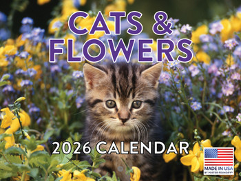Cats Flowers Calendar 2026 Monthly Wall Calender 12 Month | American Made In The USA