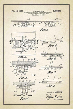 Vintage Skateboard Patent Drawing Print Poster 12x18