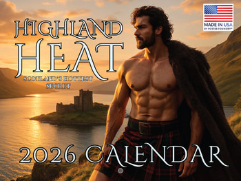 Hot Scottish Men In Kilts Calendar 2026 Monthly Wall Calender 12 Month | American Made In The USA