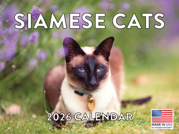 Siamese Cat Calendar 2026 Monthly Wall Calender 12 Month | American Made In The USA