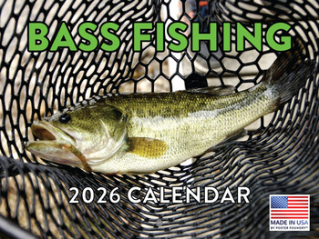 Bass Fishing Calendar 2026 Wall Fishing Gifts For Fisherman Monthly Calender 12 Month | American Made In The USA