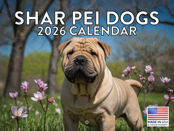 Shar Pei Calendar 2026 Monthly Wall Calender 12 Month | American Made In The USA