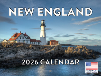 New England Calendar 2026 Wall 12 Month Monthly Scenic Souvenirs Massachusettsan New Englander Themed Gifts | American Made In The USA
