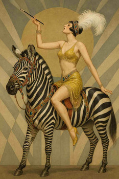 Art Deco Zebra Dancer Elegant Flapper Woman with Jeweled Harness Wall Art Print Poster 24x36