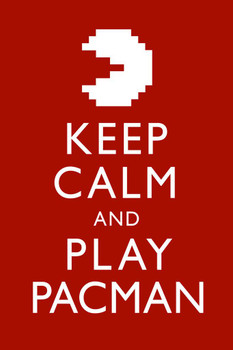 Laminated Keep Calm And Play Pacman Red Video Game Gaming Poster 12x18