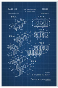 Toy Building Brick Official Patent Blueprint Poster 16x24