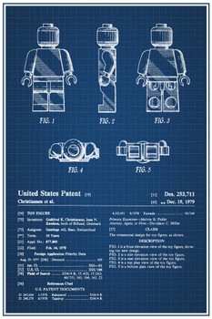 LEGO Minifigure 1979 Official Patent Blueprint Poster 24x36